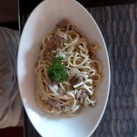 Linguine with cream and mushroom at Goodsouls Kitchen in Chiang Mai