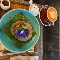Black sesame banana pancakes  at Goodsouls Kitchen in Chiang Mai