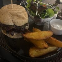 Mushroom burger 🍔 Huge portion   at Goodsouls Kitchen in Chiang Mai