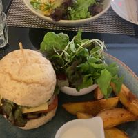 Mushroom n cheese burger, and scrambled tofu   at Goodsouls Kitchen in Chiang Mai