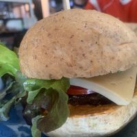 Vegan cheese in the burger   at Goodsouls Kitchen in Chiang Mai