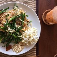 Pad thai & Thai iced tea at Goodsouls Kitchen in Chiang Mai
