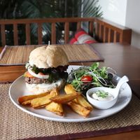 mushroom burger. very juicy and delicious :) at Goodsouls Kitchen in Chiang Mai