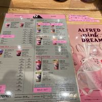 Menu at Alfred Tea Room - Shinjuku in Tokyo