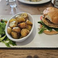 Vegan burger with roast potatoes at Basilico in Oranmore