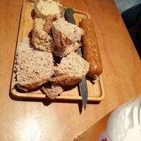 Seitan worst with mustard at Het Strand - The Strand in Leuven