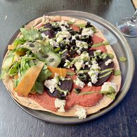 Vegan flat bread with beetroot   at Het Strand - The Strand in Leuven