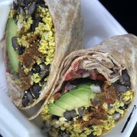 Vegan Chorizo Tofu Wrap  at Four Oaks Cafe and Juice Bar in Southampton