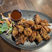Vegan/Gluten free Pakoras. Vegetables coated and fried with mild spice.   at An Indian Affair in Langley