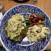 Chickpea avocado and hummus baked potato (100% vegan)   at Sundowners in Exmouth