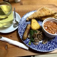 Vegan mini breakfast and green teaa  at Sundowners in Exmouth