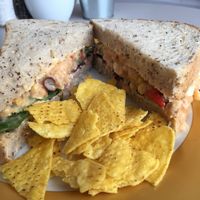 Chickpea and sweet chilli mayo sandwich. Delicious! at Sundowners in Exmouth