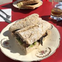 Vegan breakfast baguette (mushroom, sausage, avocado) at Sundowners in Exmouth