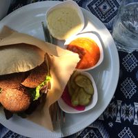 Crispy, hockey-puck, perfectly deep-fried falafel in a crispy pita bread with fresh vegetables and delicious sauces  at The Falafelist in Chiang Mai
