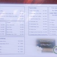Drinks menu  at Paw Paw in Nyaungshwe