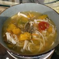 mushroom pumpkin noodles at Chun Tian Tea House in Muar