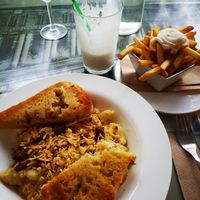 Mac and Cheese, Butterscotch Milkshake, Garlic mayo fries.  at Eat Street in Belfast