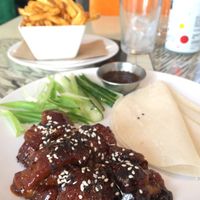 Sticky glazed ‘duck’ pancakes at Eat Street in Belfast