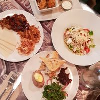 Mix of starters - 'duck' pancakes are one of the best things I've ever tasted! at Eat Street in Belfast