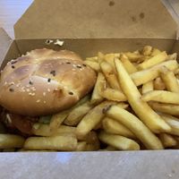 Burger is great.     BBQ porc burger at Eat Street in Belfast