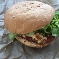The vegan burger   at O'Local Restaurant in Brest