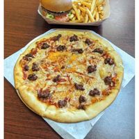 Impossible pizza and burger combo  at Veganos Kitchen in Las Vegas