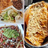 Chorizo taco plate, wet burrito, and carne asada fries! at Veganos Kitchen in Las Vegas