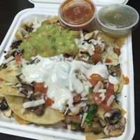 Super nachos with mushrooms at Veganos Kitchen in Las Vegas