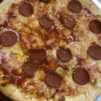 Pizza soy pepperonis  at Veganos Kitchen in Las Vegas