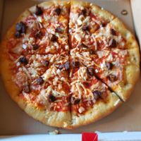 Steak and onion pizzs at Veganos Kitchen in Las Vegas