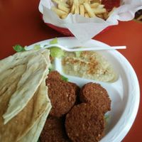 Falafel plate and fries at Mumtaz in Lafayette