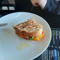 Pumpkin date panini (half eaten) at Alchemy Vegan in Chiang Mai