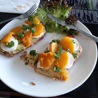 Pumpkin and silken tofu on toast at Alchemy Vegan in Chiang Mai