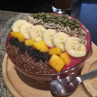 Dragon fruit smoothie bowl.  at Alchemy Vegan in Chiang Mai
