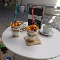 Vegan yoghurt available. You can choose different toppings. at Fresh Yogurt & More in Kos