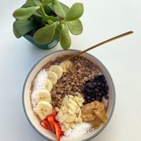 Chocolate protein bowl  at Fresh Yogurt & More in Kos