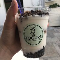 Vegan Oreo and choc granola (no honey or milk wooohoo) coconut yogurt  at Fresh Yogurt & More in Kos