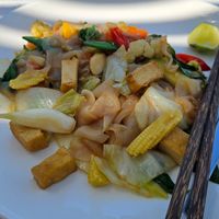 Pad Khee Mau vegetarian with Tofu -yummy at Pinto Restaurant in Koh Lanta