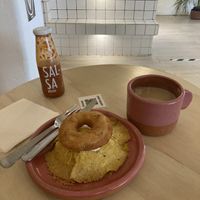 Breakfast donut with tofu omelette  at Pulpa Amor Liquido  in Mexico City