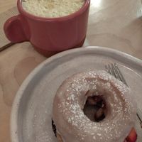 Doughnut and golden milk at Pulpa Amor Liquido  in Mexico City