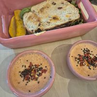 Grilled cheese and soup at Pulpa Amor Liquido  in Mexico City