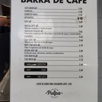 Menu   at Pulpa Amor Liquido  in Mexico City