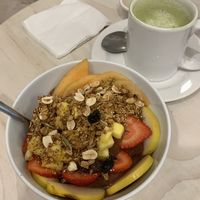 Acai bowl and matcha latte at Pulpa Amor Liquido  in Mexico City