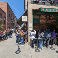 That's some line! at Pike Place Chowder in Seattle