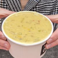 Coconut and lime vegan chowder at Pike Place Chowder in Seattle