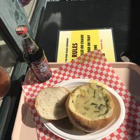 Lime coconut vegetables chowder   at Pike Place Chowder in Seattle