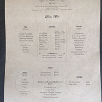 Menu back at Raw Sugar Cafe in Christchurch