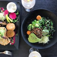 Avo mash and quinoa bowl! at Raw Sugar Cafe in Christchurch