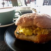 Breaky Ciabatta w/ Coconut Hot Chocolate at Raw Sugar Cafe in Christchurch