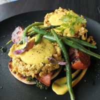 Vegan eggs Benedict  at Raw Sugar Cafe in Christchurch